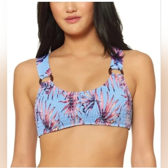 NWT Jessica Simpson Lilac Tropical Floral High Waisted Smocked Bikini Set Medium - Picture 15 of 16